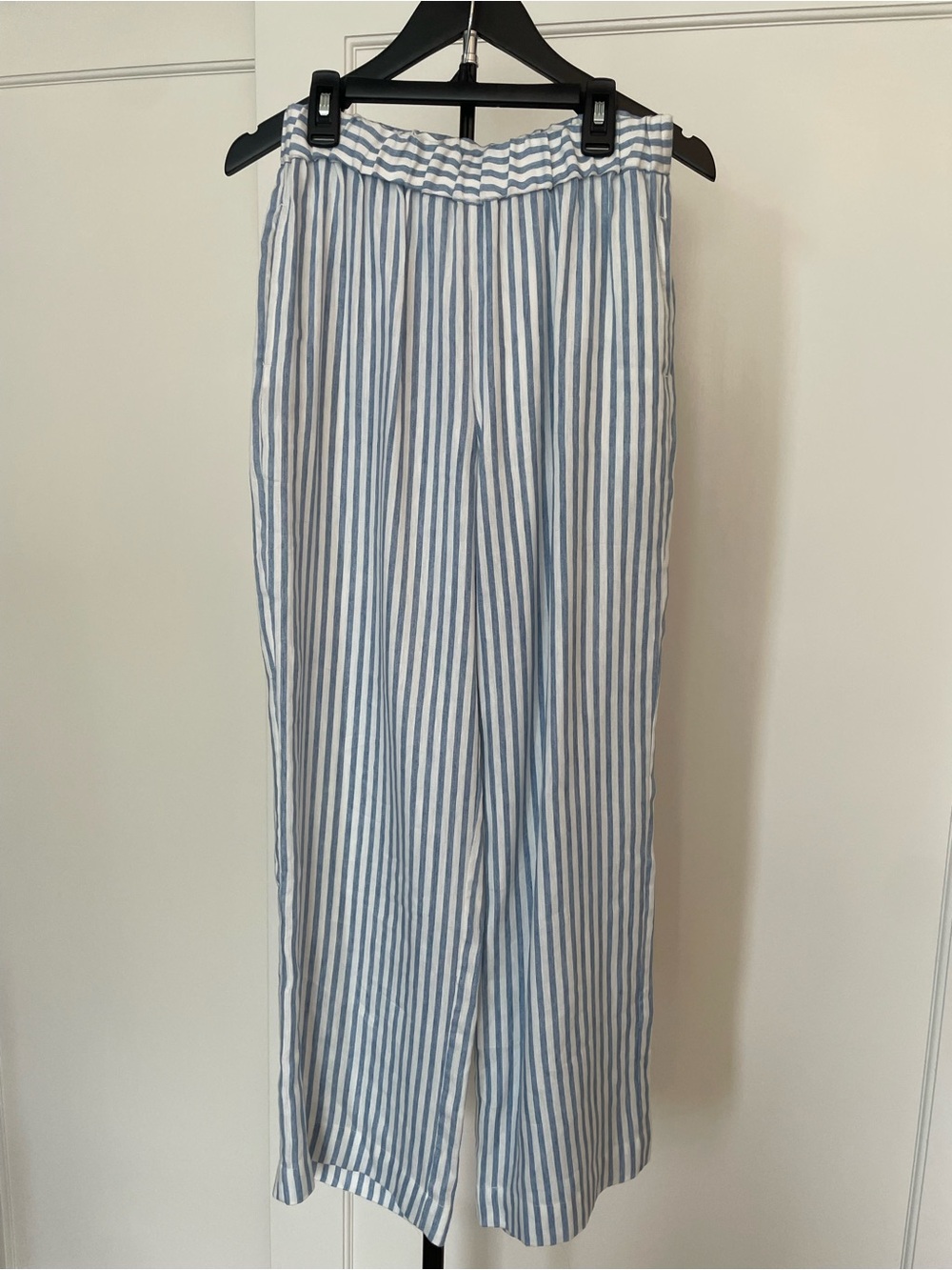 Jenni Kayne Blue and White Striped Wide-Leg Bianca Trousers